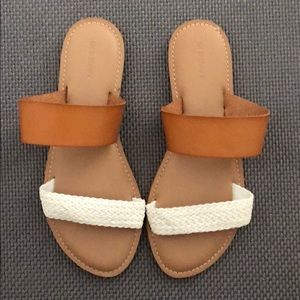 Faux-Leather Double-Strap Slide Sandals for Women
